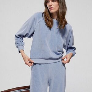 Suzie Kondi dove grey beach terry raglan Sleeve top sweatshirt